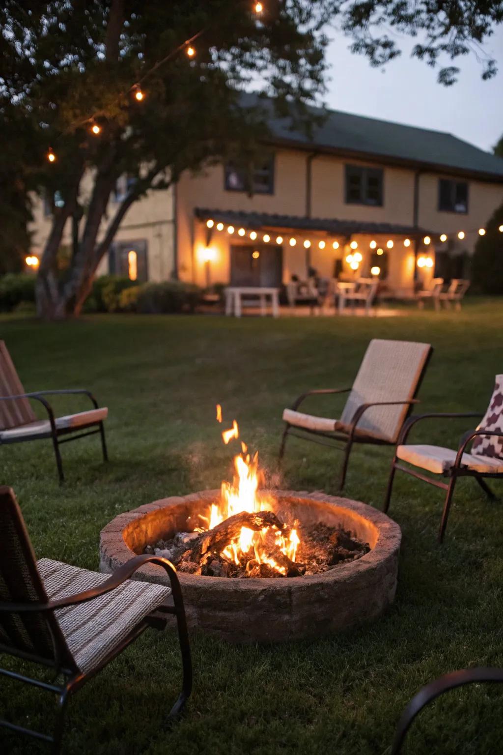Create a cozy gathering spot with a fire pit on your lawn.