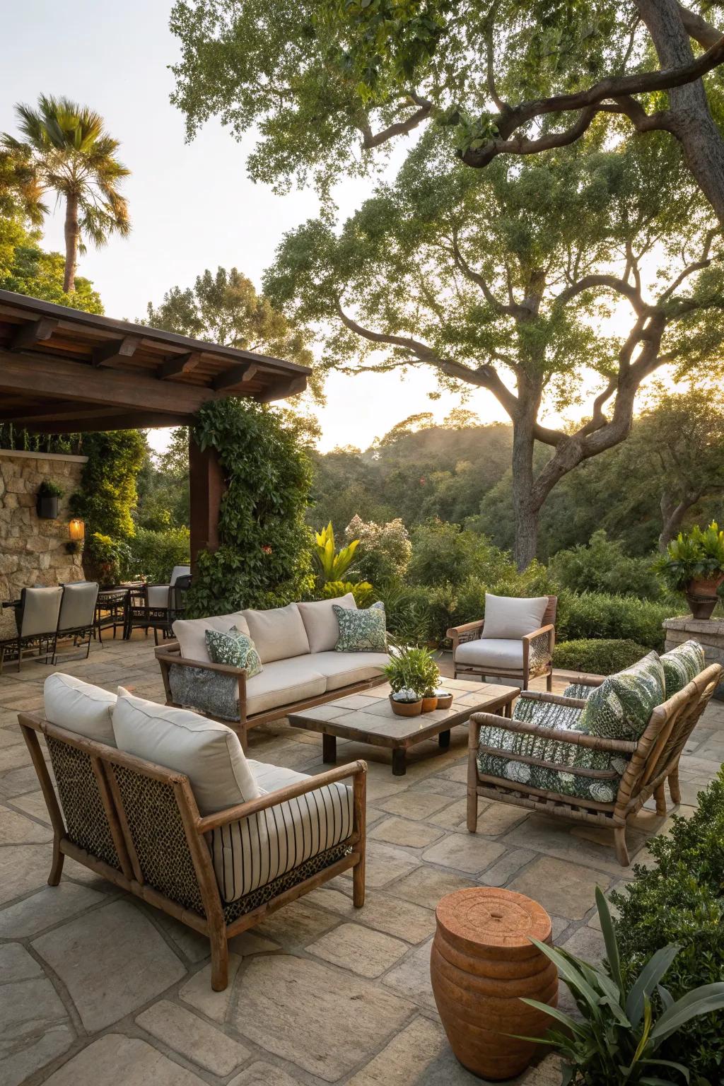 A mix of seating styles adds personality to any patio.