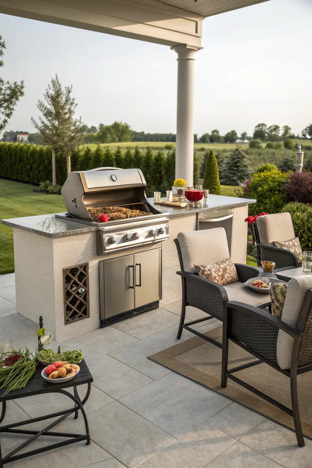 An outdoor kitchen turning the patio into a hosting haven.