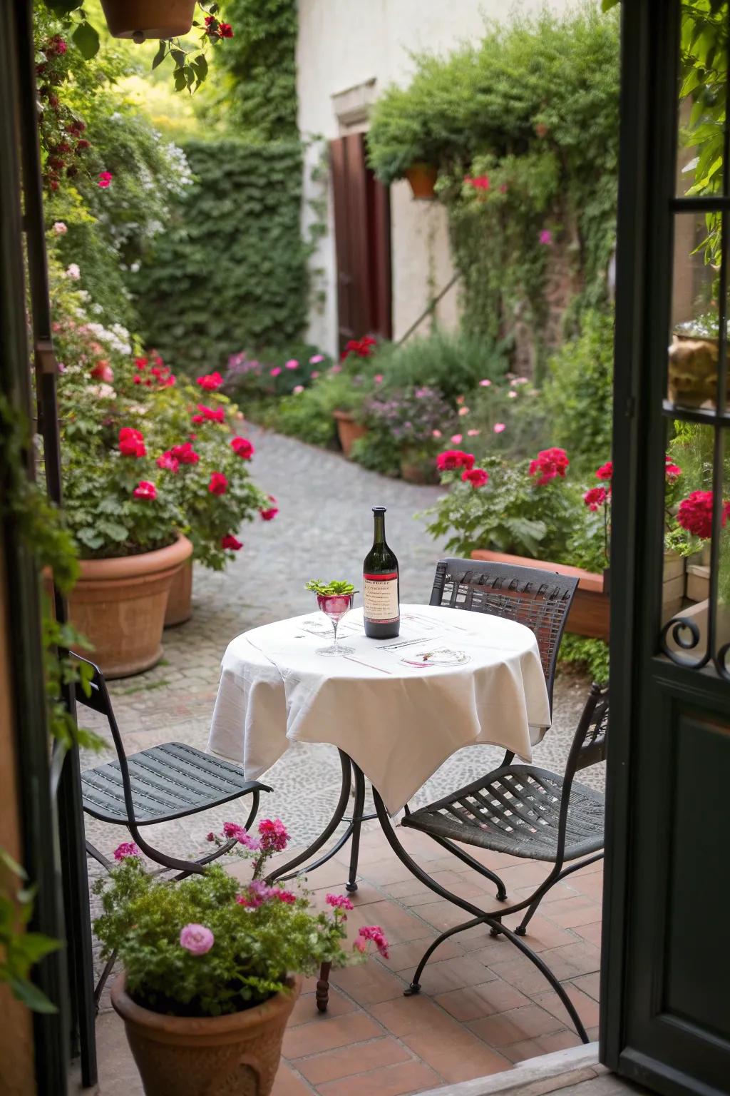 Create intimate moments with a charming bistro set.