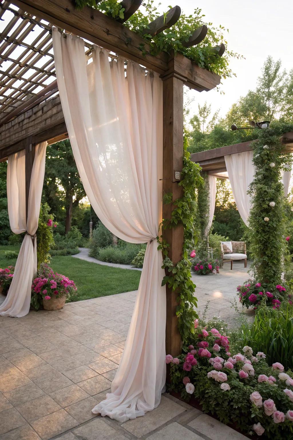 Romantic retreat: Pergola with elegant drapes