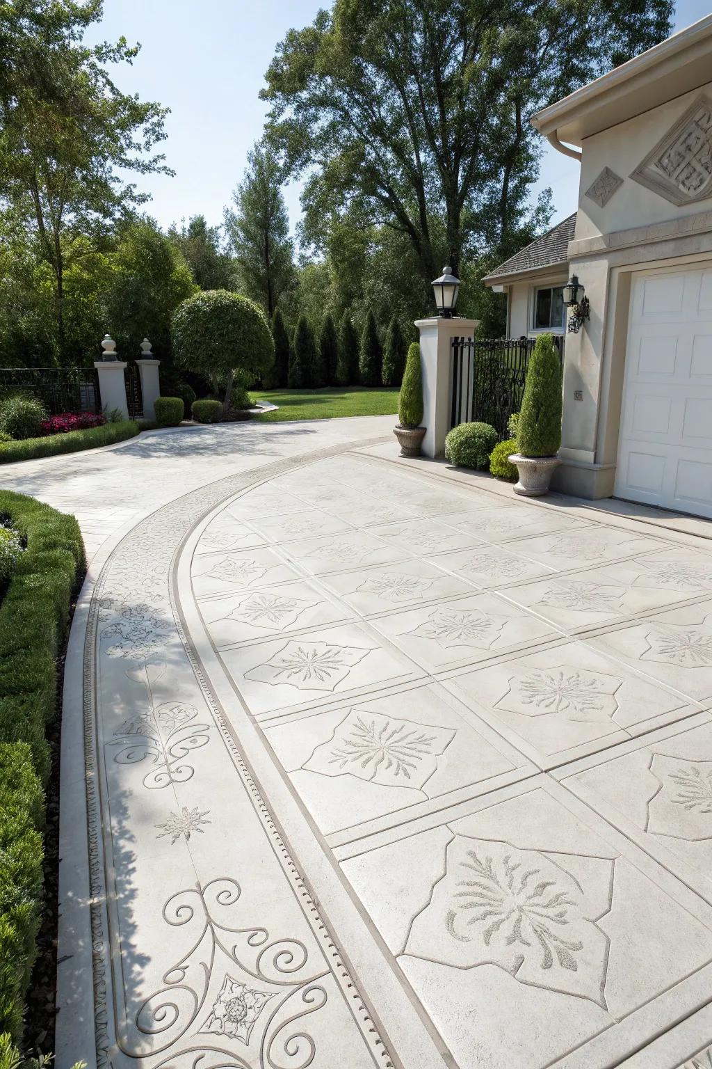 Sophisticated stamped concrete driveway