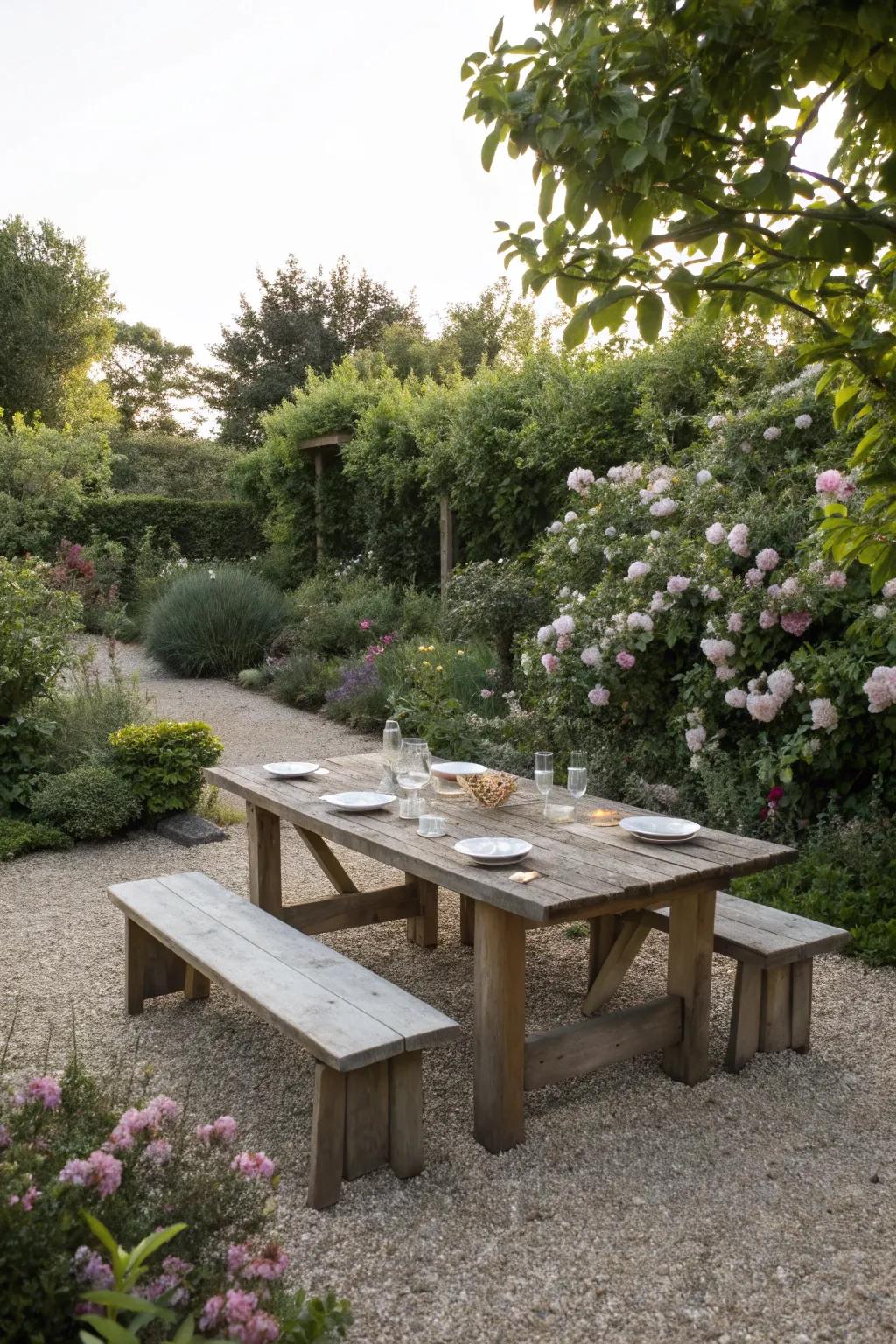 A rustic dining area offers a warm welcome for family meals.