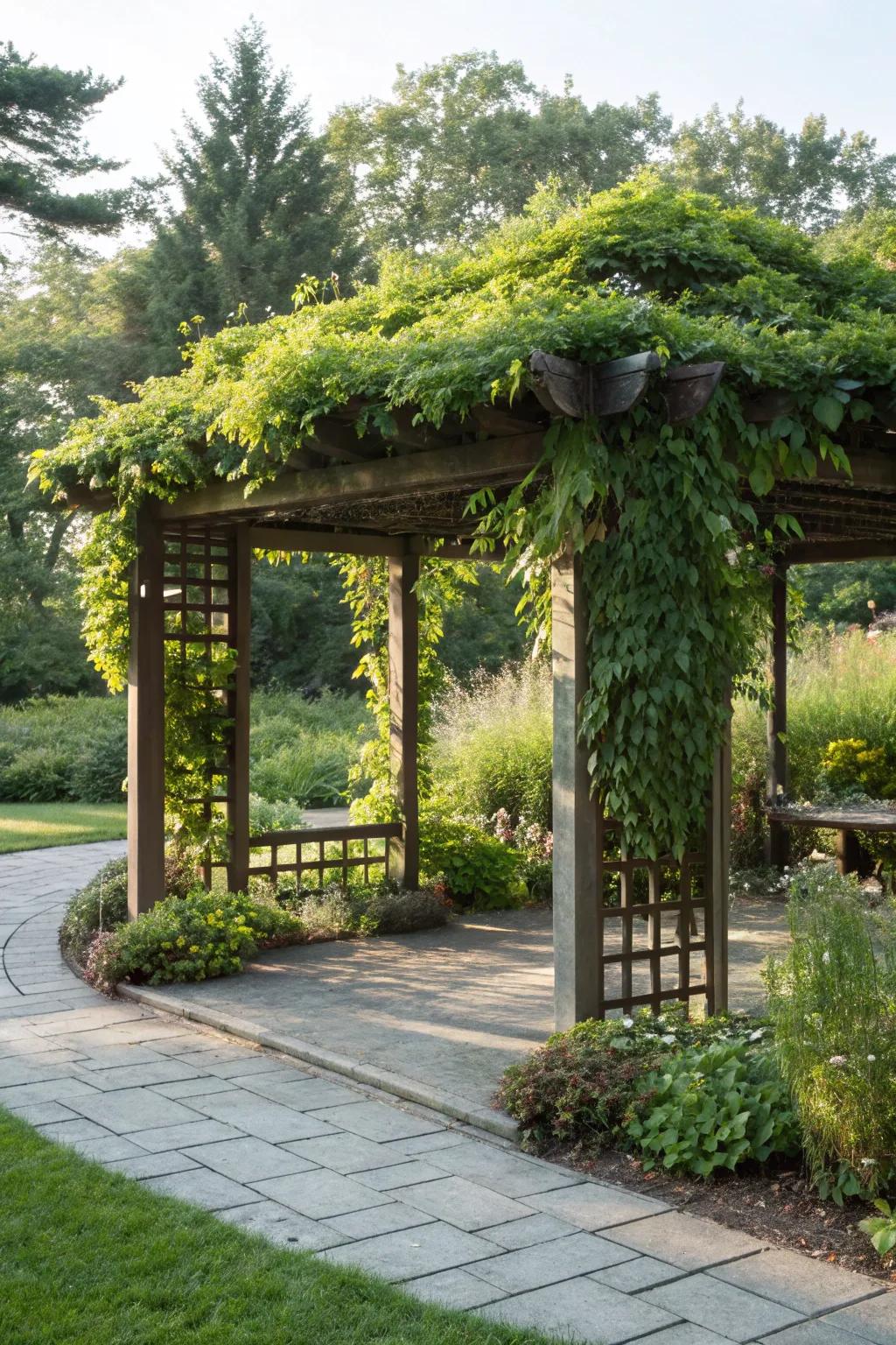 A green living roof adds a touch of nature and sustainability.