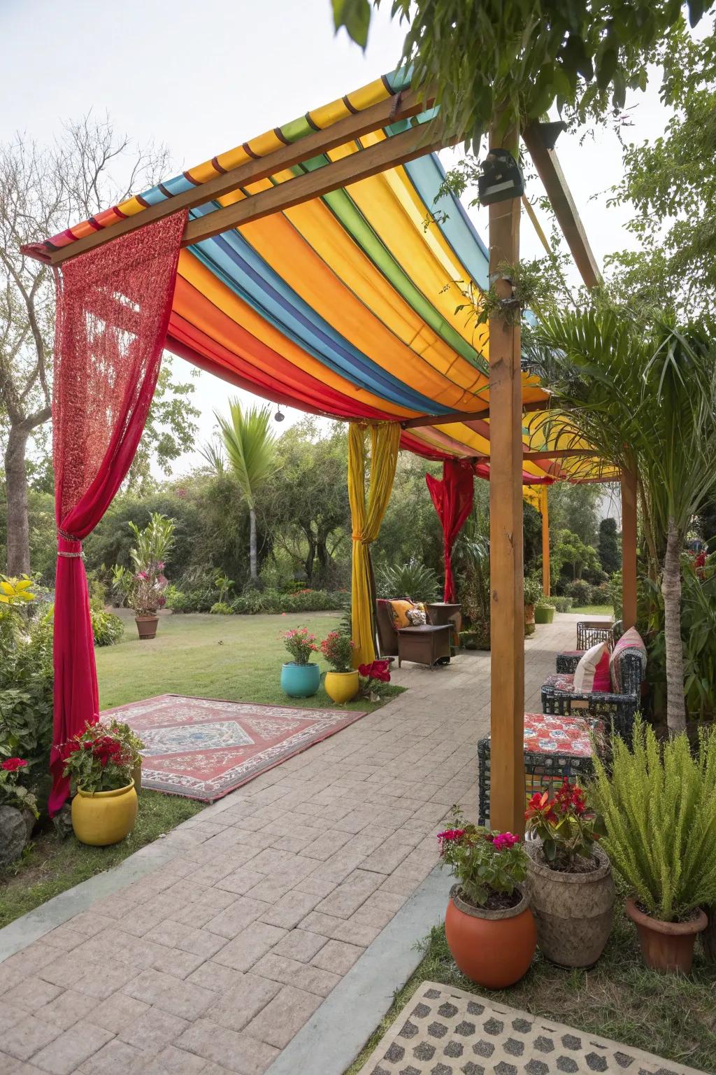 Fabric roofs offer flexibility and a splash of color.