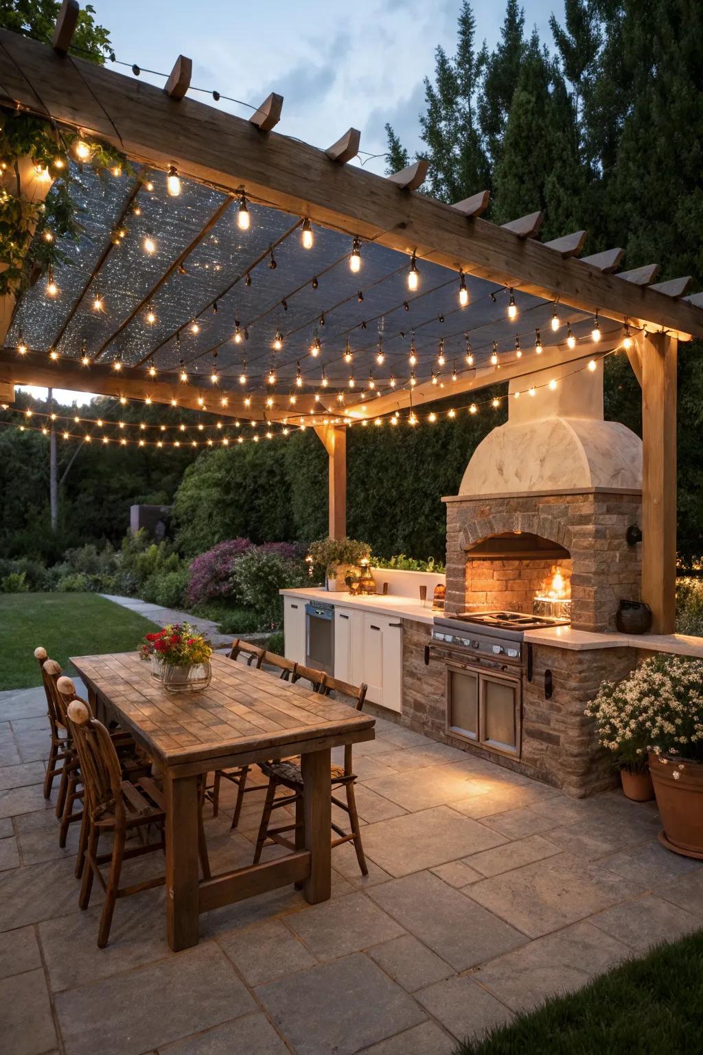 String lights add a magical glow to your outdoor space.