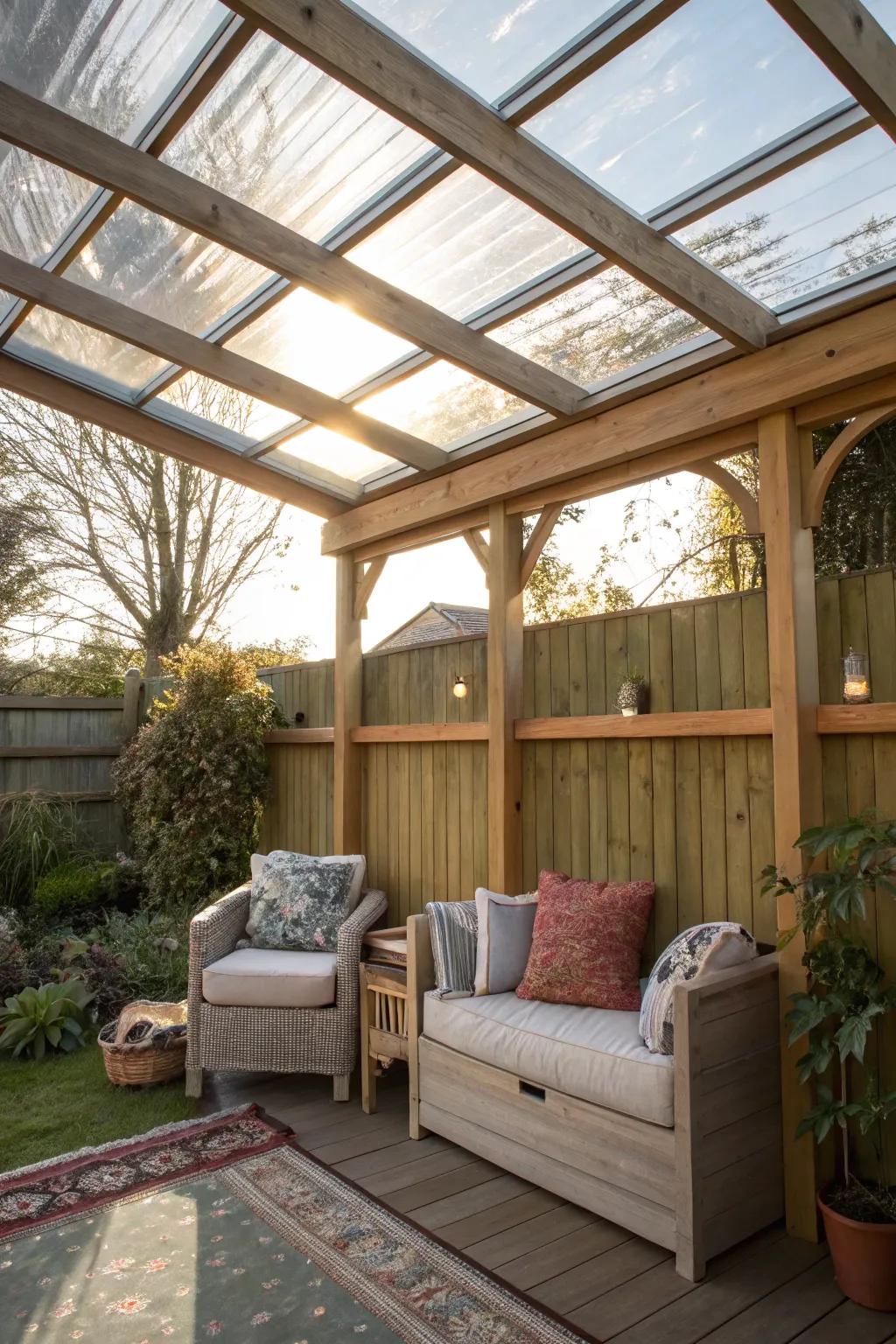 Polycarbonate panels provide clarity and protection.