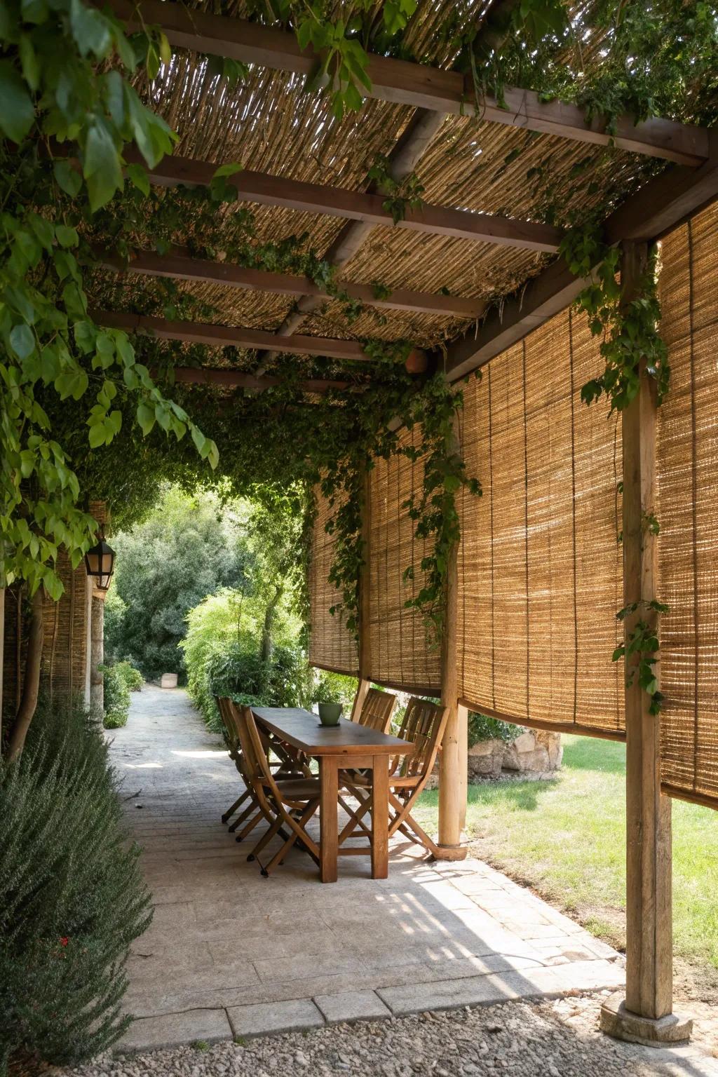 Bamboo blinds offer a sustainable and stylish shading solution.