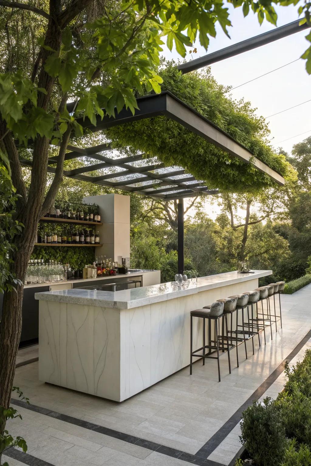 A modern minimalist bar that offers elegance and simplicity.