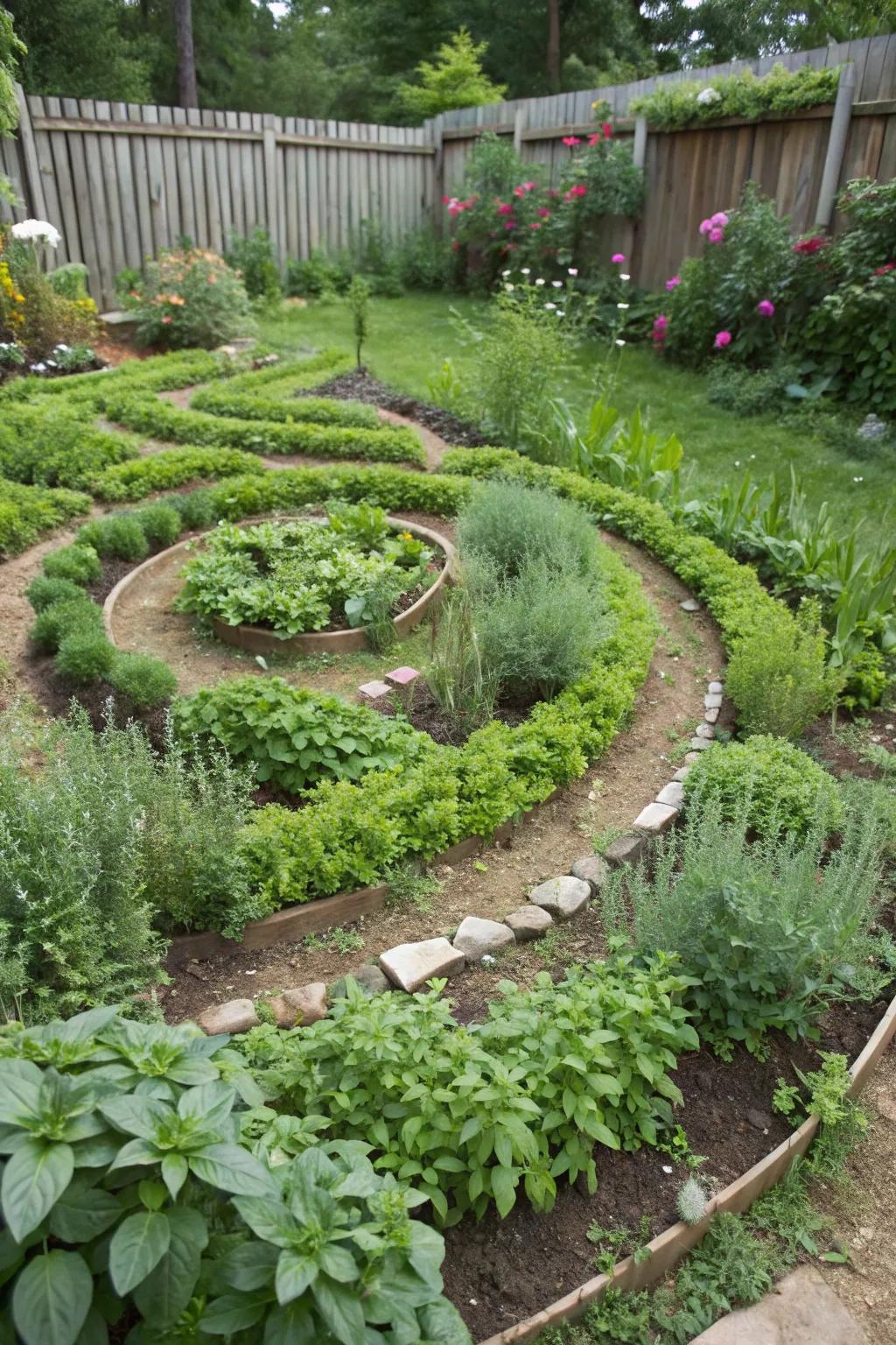 Spiral gardens offer a unique and attractive layout option.