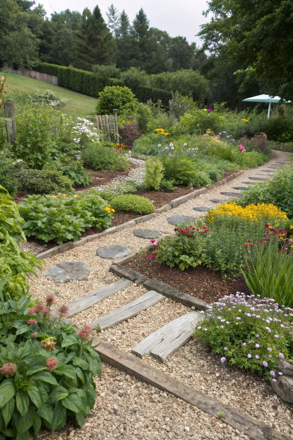 Gravel and mulch as elegant ground cover alternatives.