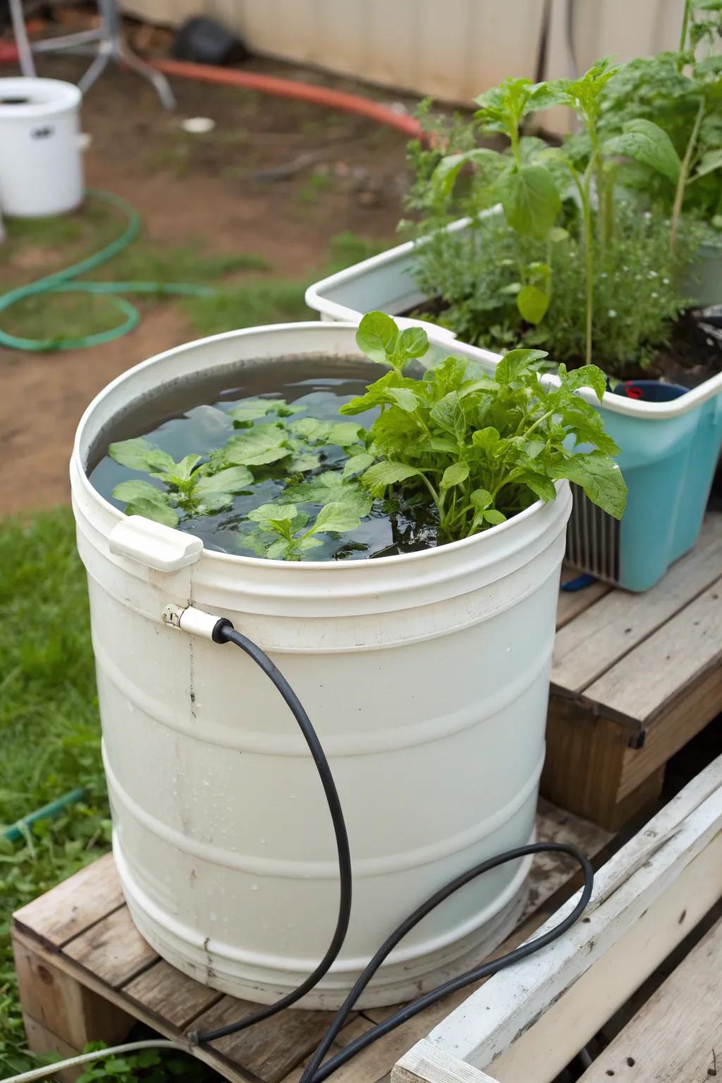 Explore aquaponics with a barrel-based system for sustainable gardening.