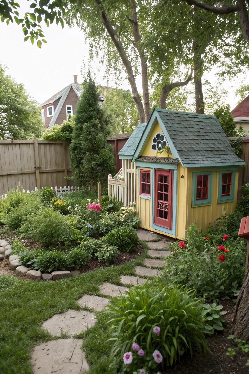 Miniature playhouses invite imaginative adventures.