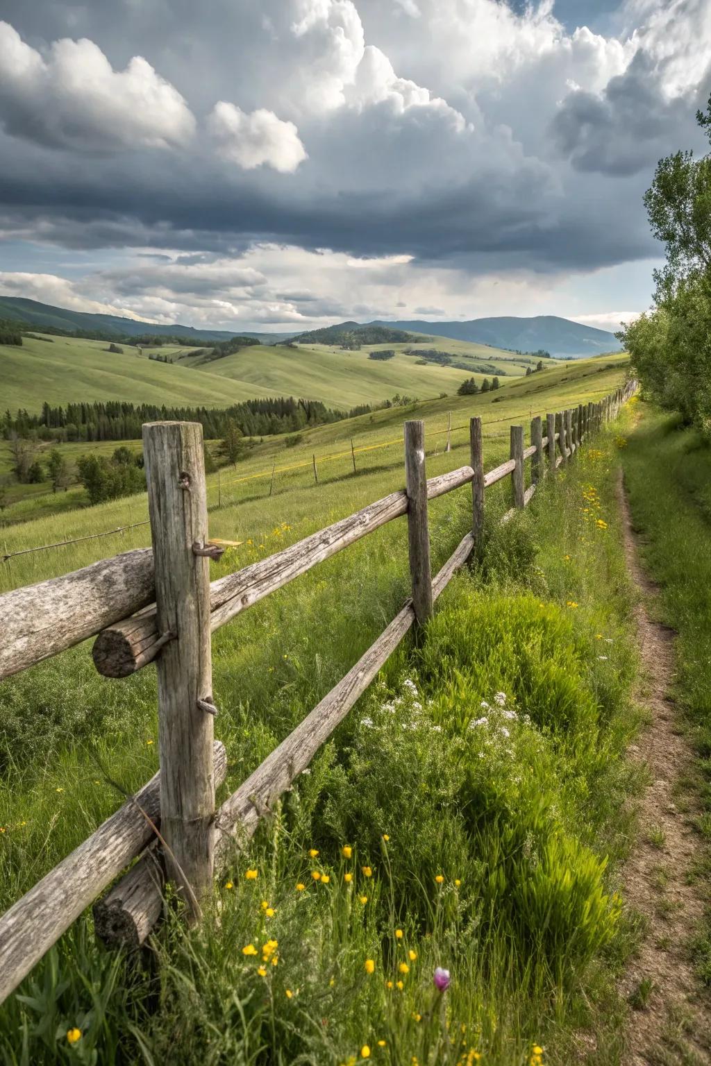 Crossbuck fences provide structural interest with their diagonal designs.