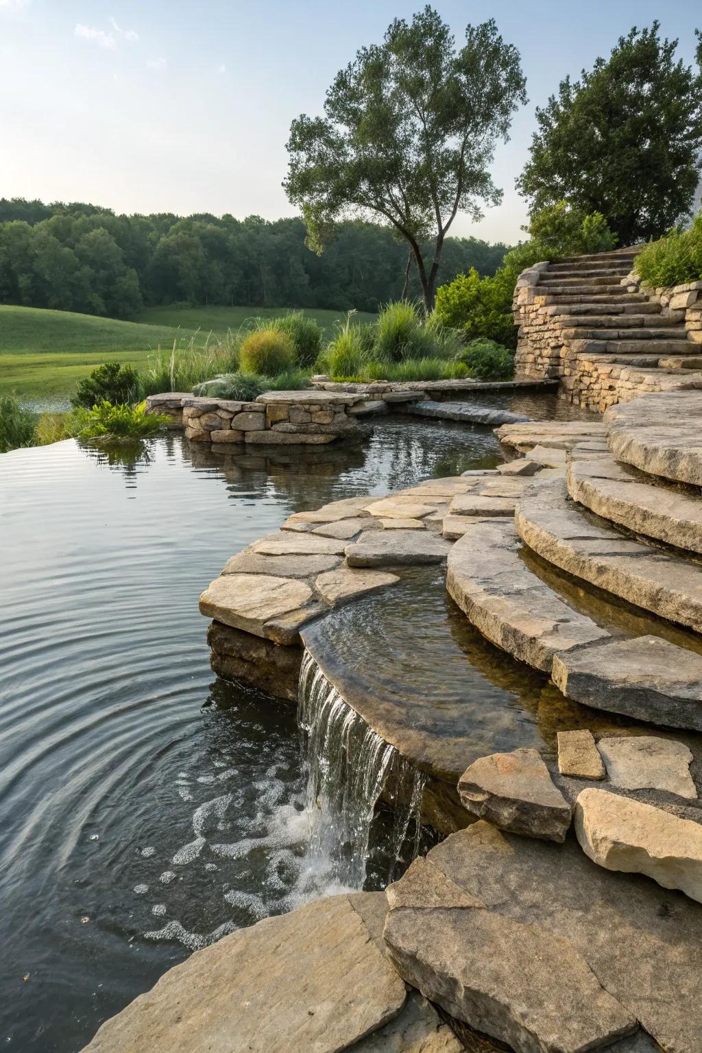 Terraced edges offer dimension and planting opportunities.