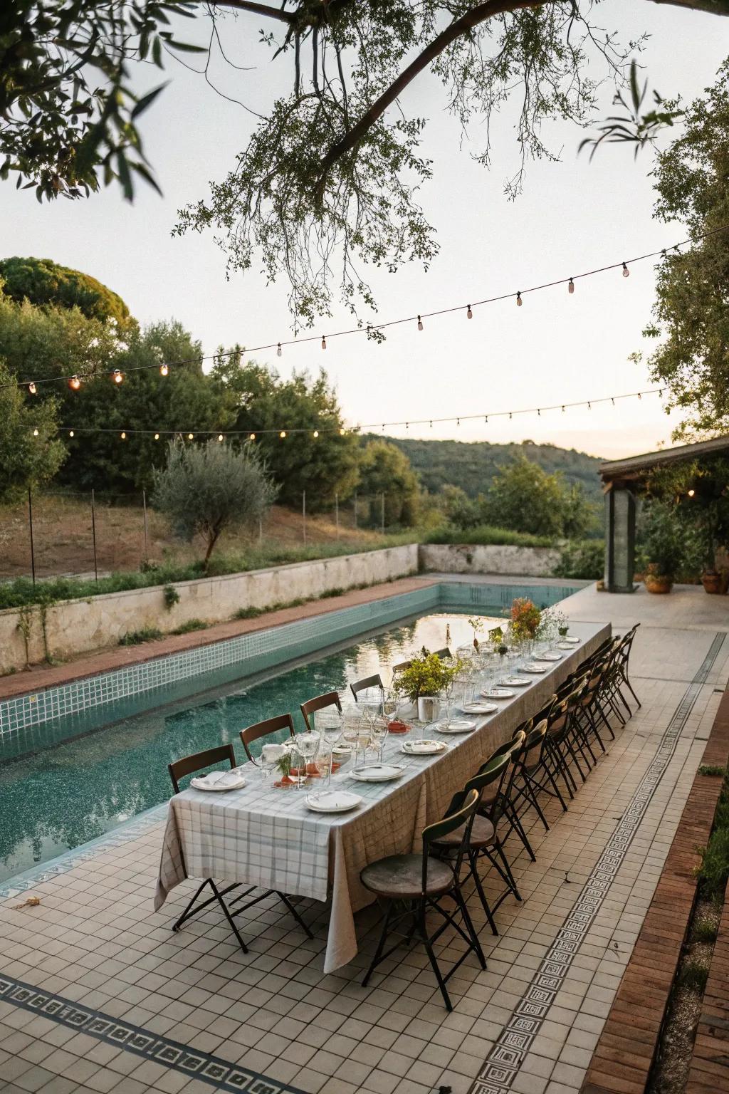 Dining alfresco in a reimagined pool space.
