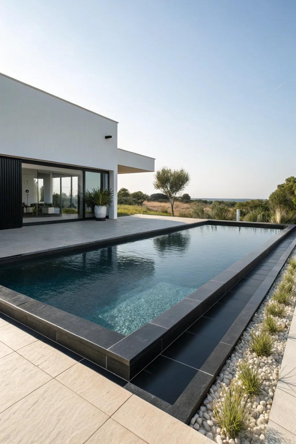 Black coping adds a touch of modern sophistication.