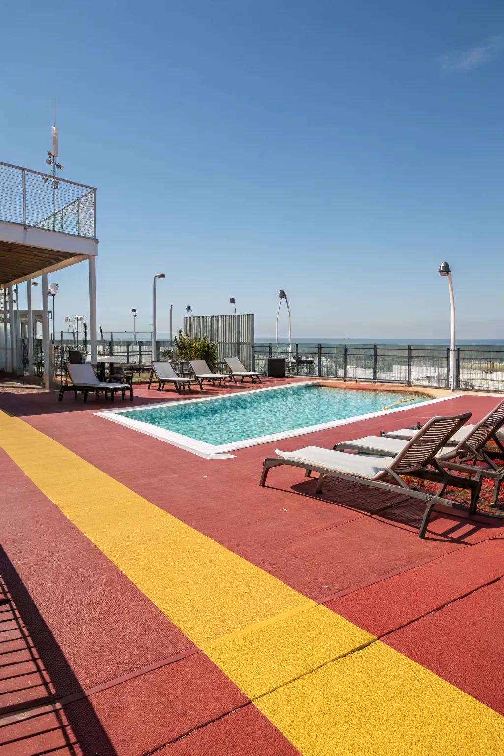 Bright colors add a fun and playful touch to any pool deck.
