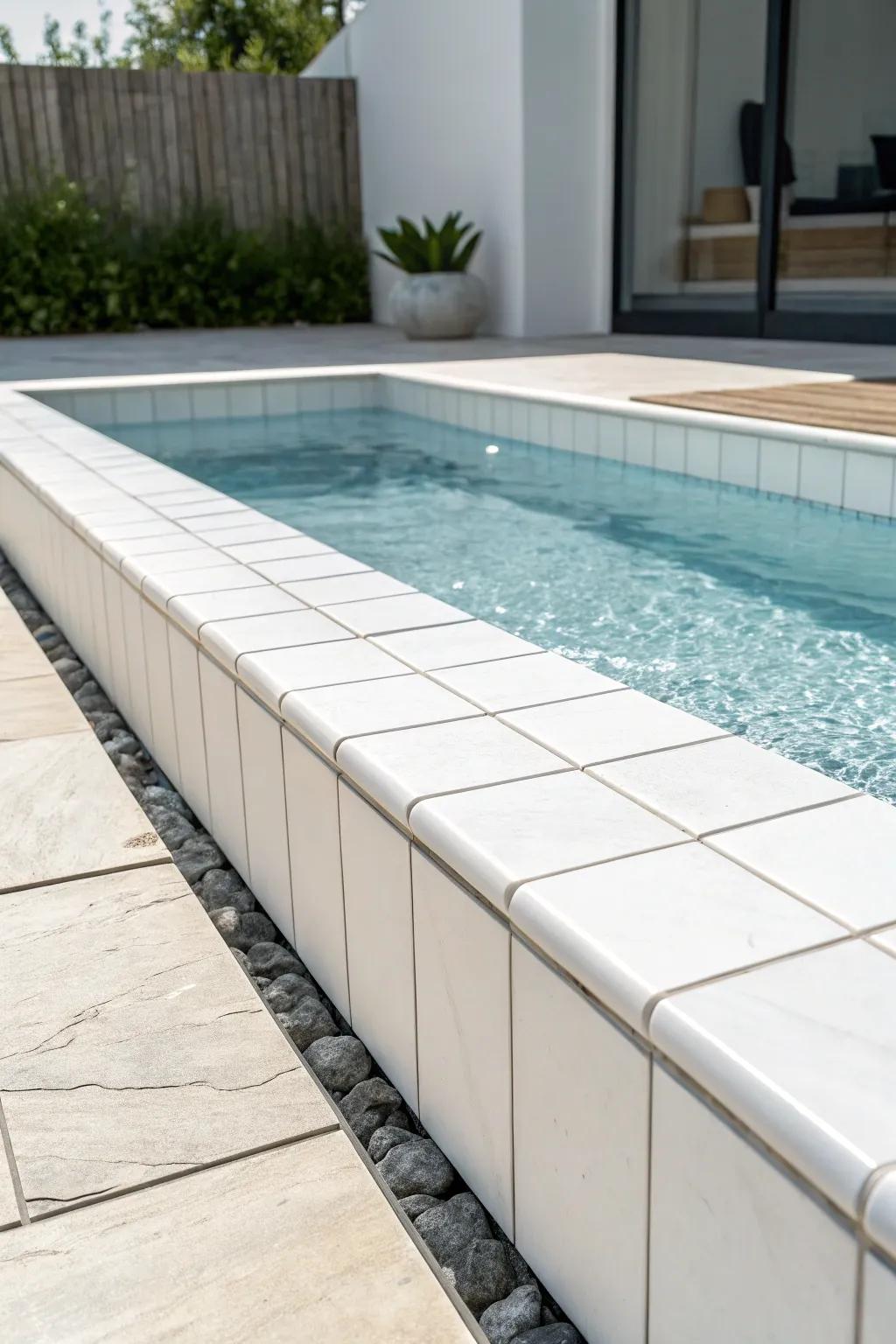 Porcelain tiles provide strength and style for any pool area.