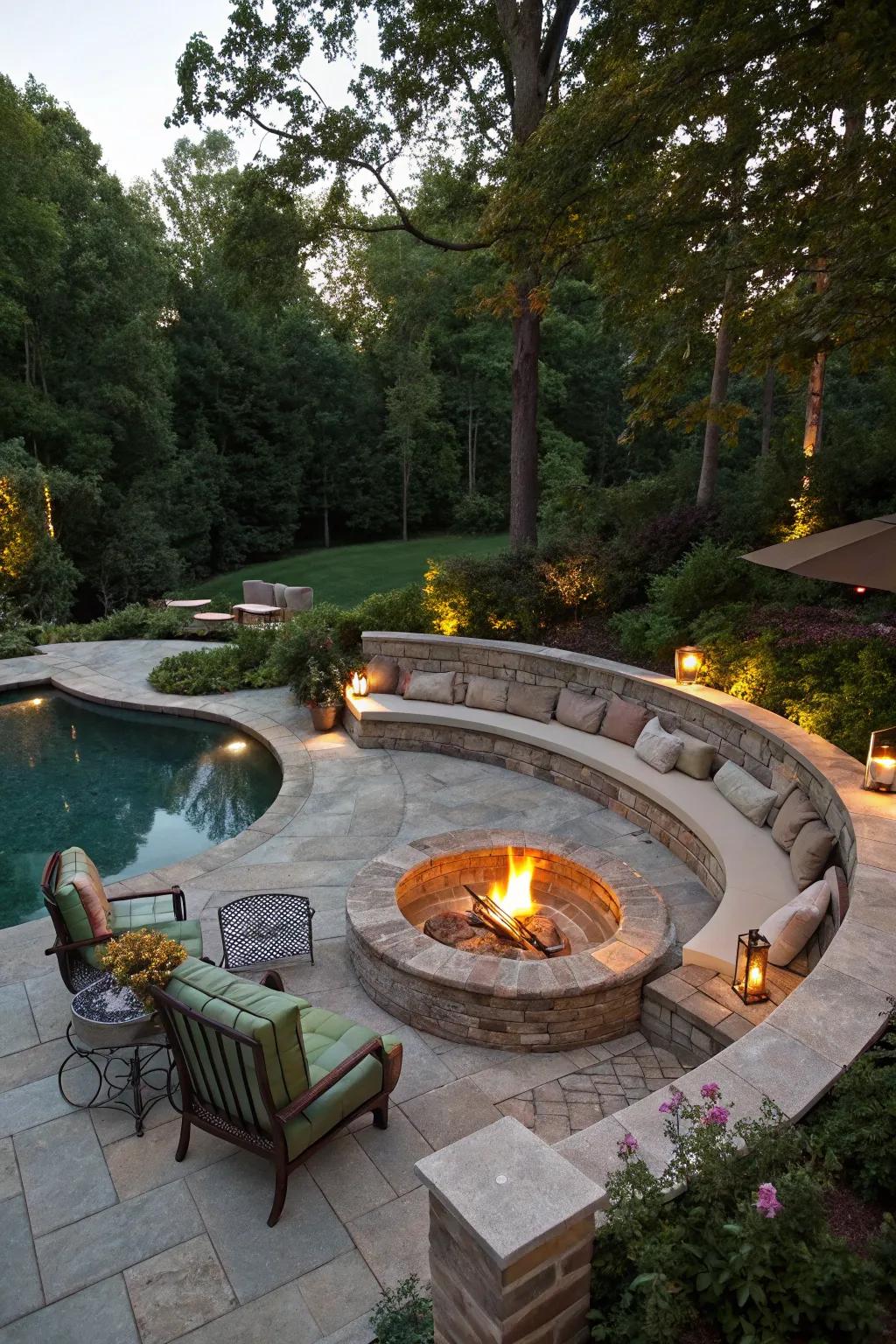 Create an intimate atmosphere with a sunken fire pit.