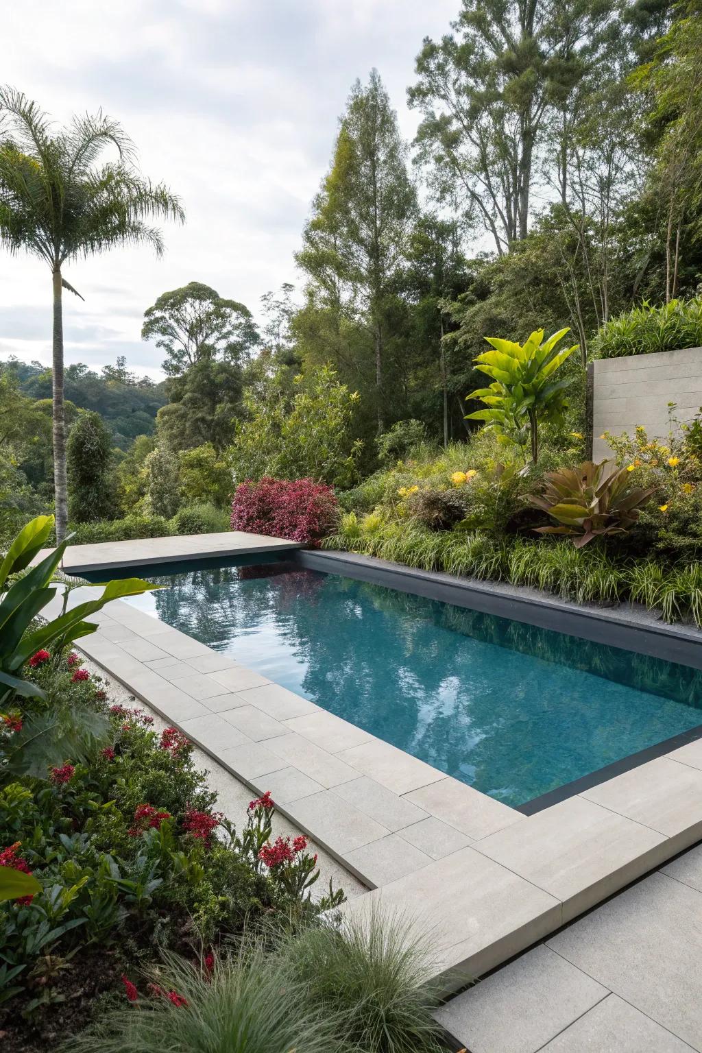 A geometric pool design for a sleek and modern look.