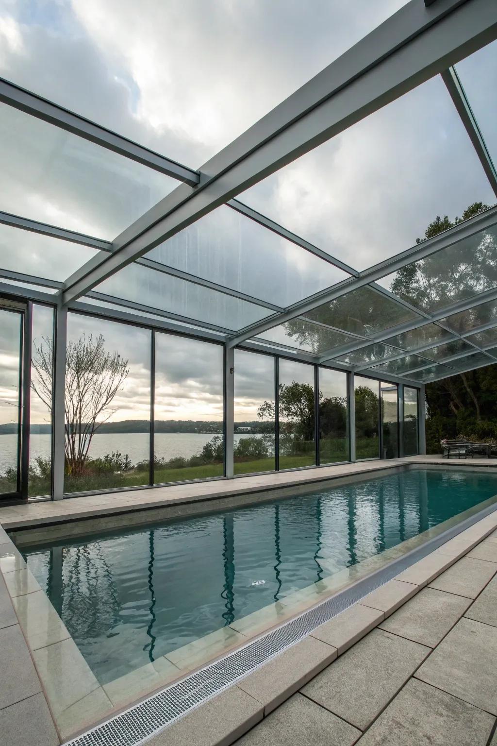 A windproof enclosure keeps the pool warm by reducing heat loss.