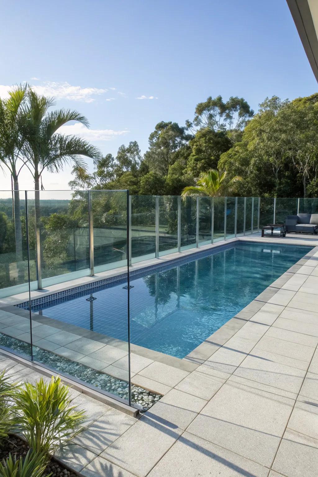 Glass fencing provides safety without obstructing the view.