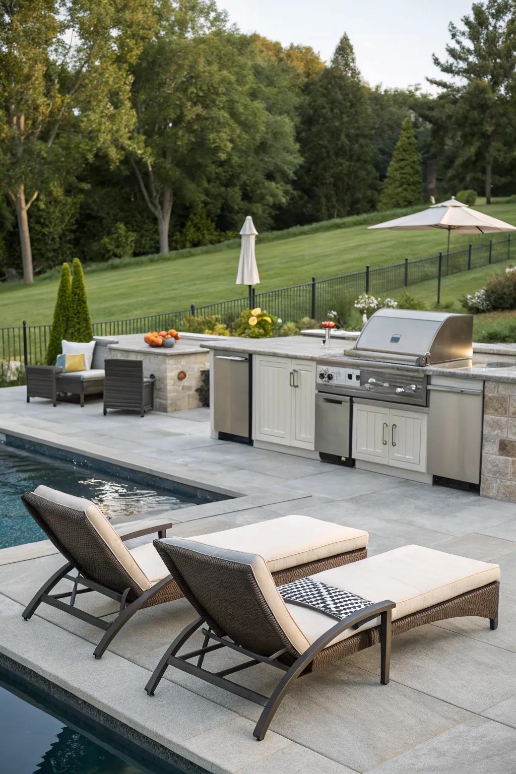 A perfect poolside setup for entertaining friends and family.