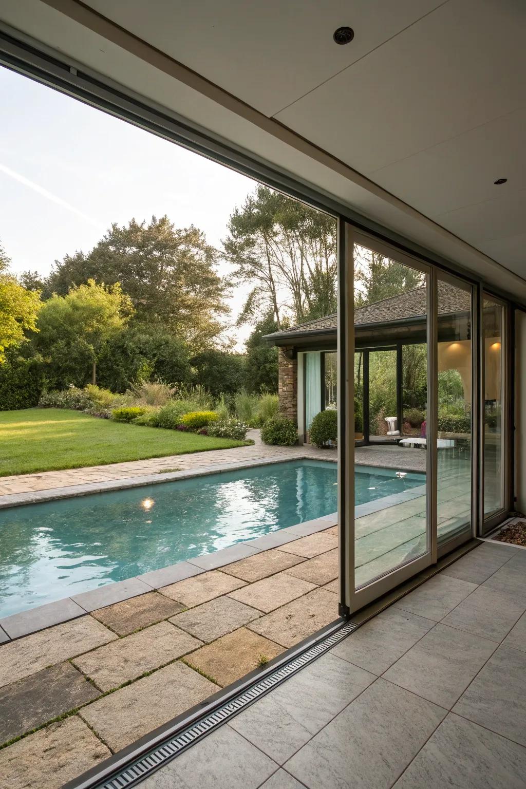 Effortless indoor-outdoor living with a side pool.