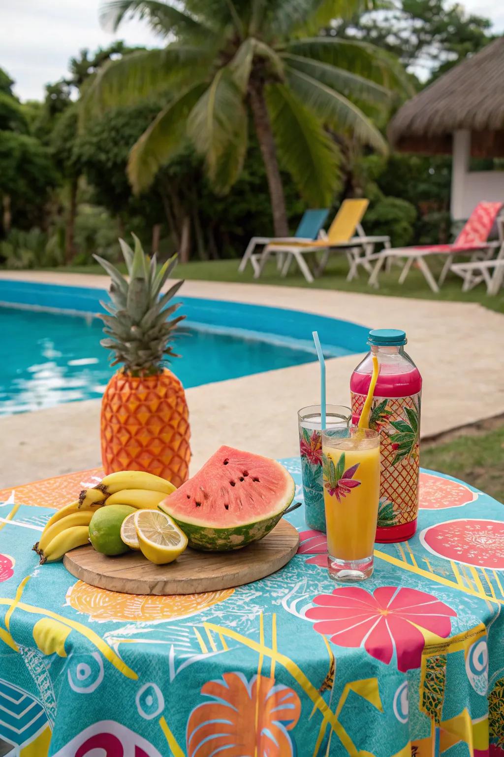A themed snack table adds flavor and fun to your poolside celebration.