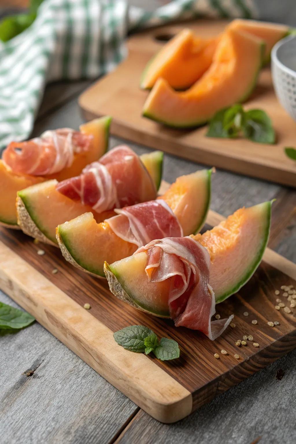 Italian-inspired prosciutto-wrapped melon.