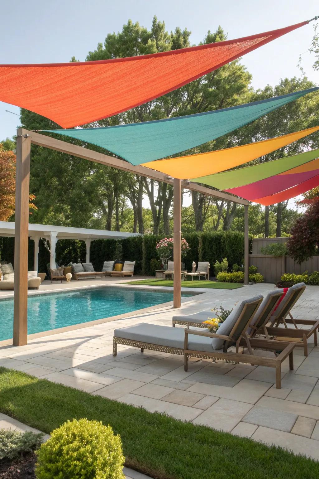 Sail canopies bring shade and a pop of color effortlessly.