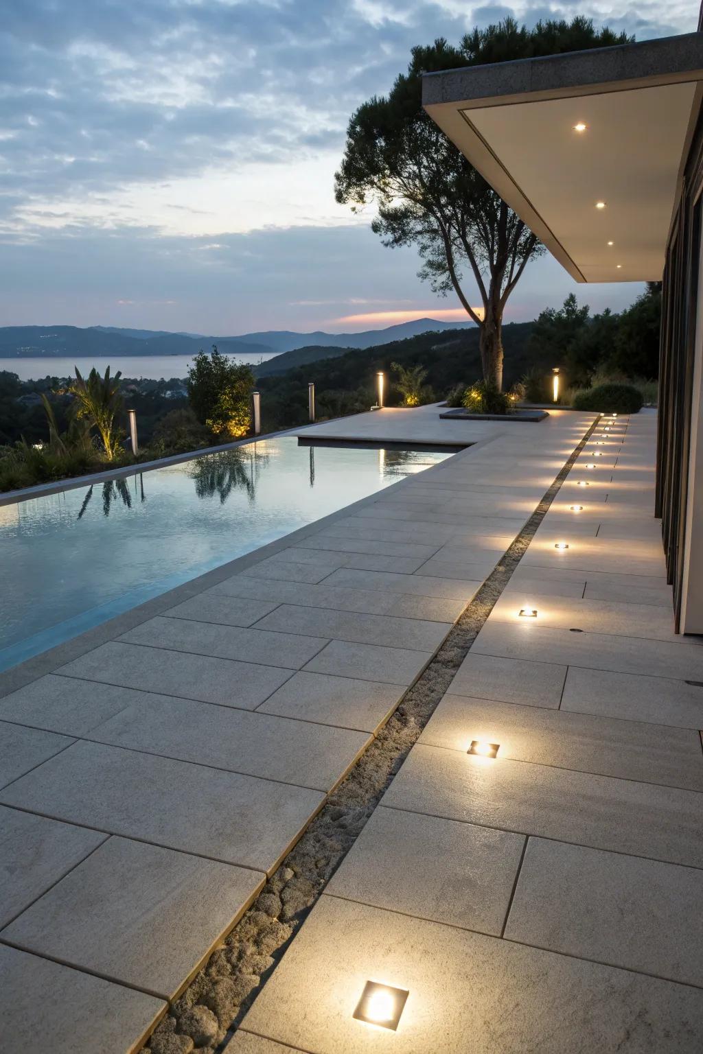 Recessed deck lights ensure safety and style around your pool.