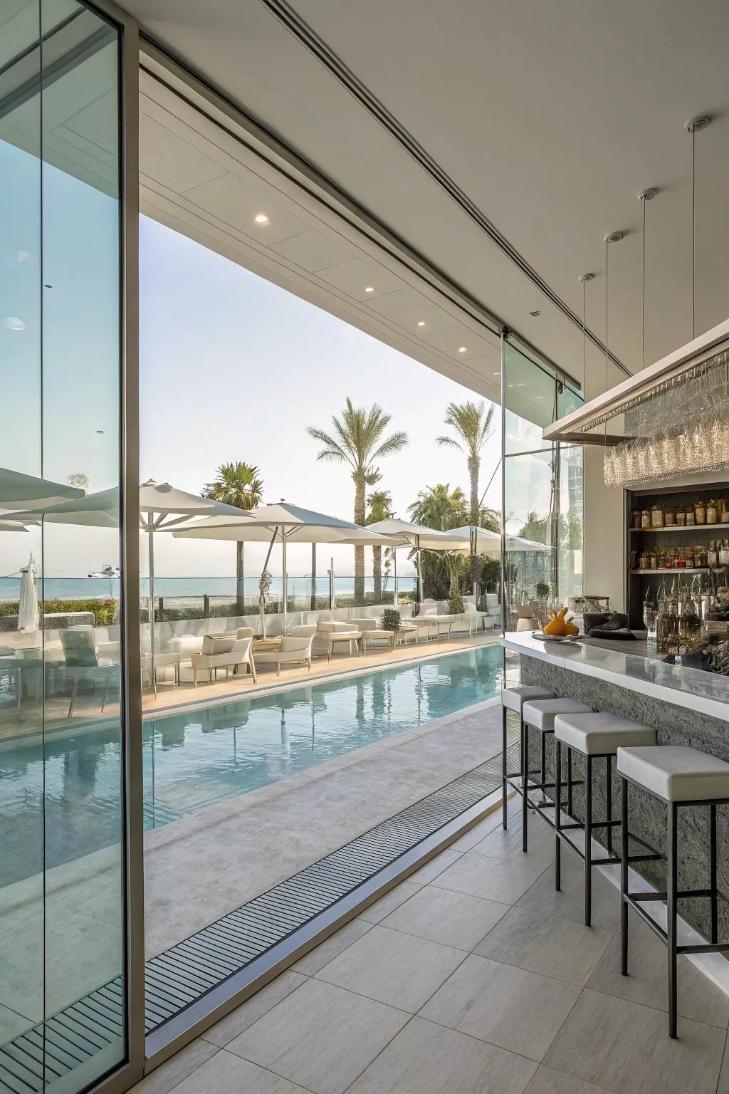 Clean lines define a modern minimalist bar.