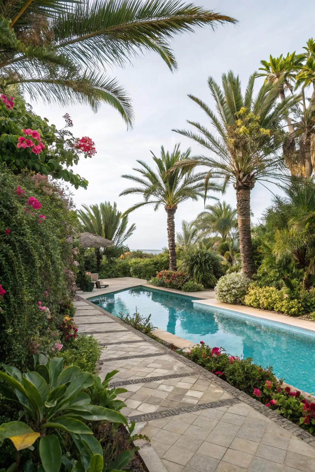 Natural elements enhance the beauty of any poolside.