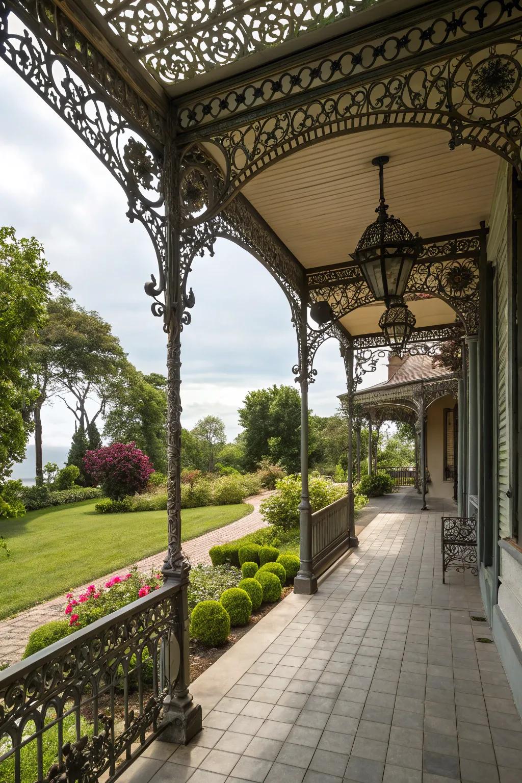 Turn your porch into an art piece with detailed metalwork.