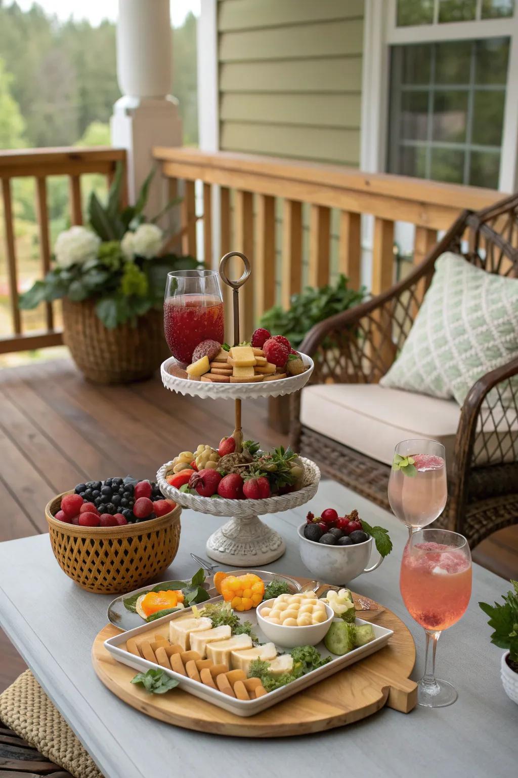 An inviting display of snacks and drinks is a party essential.