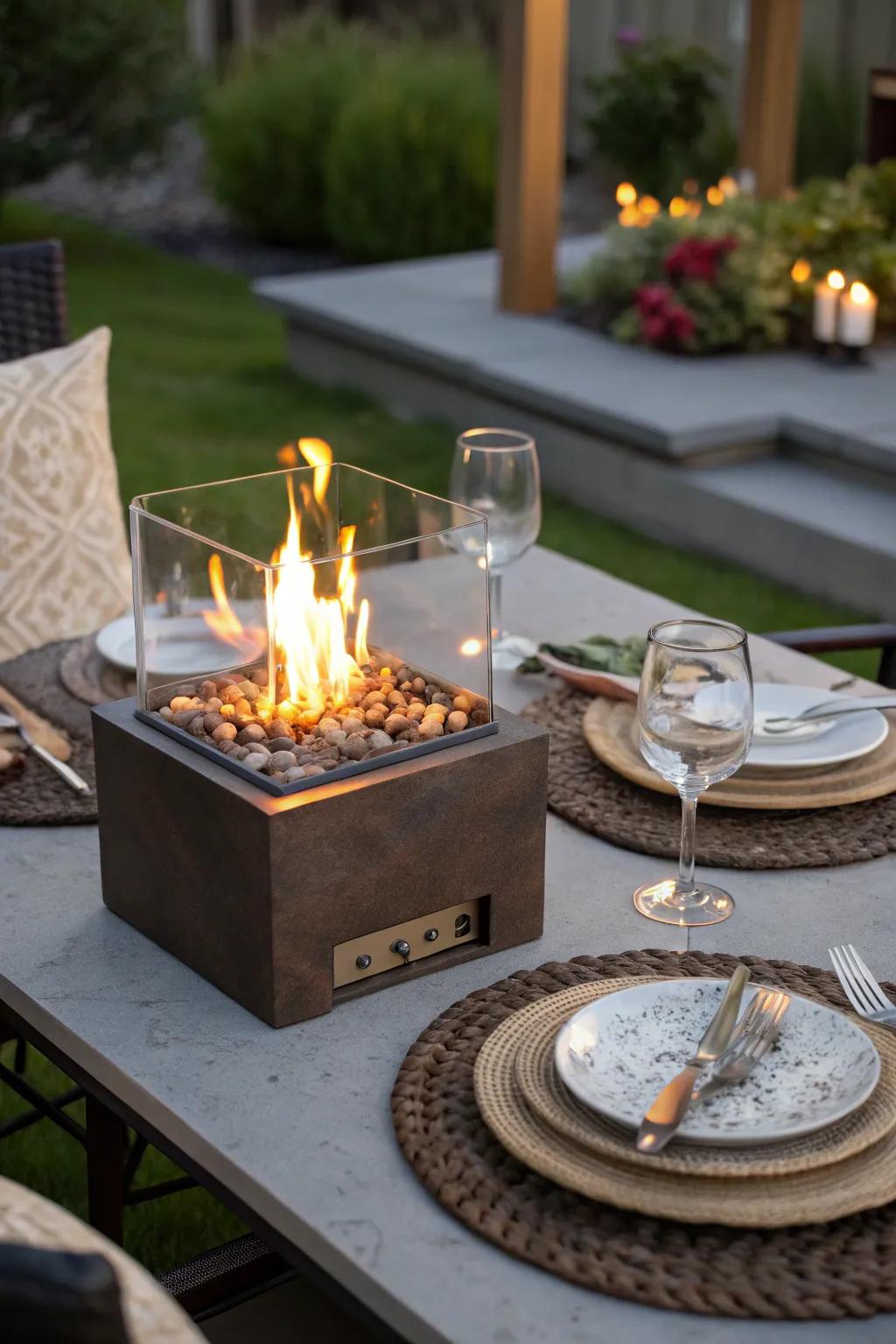 Tabletop fire pits are ideal for adding charm to dining experiences.
