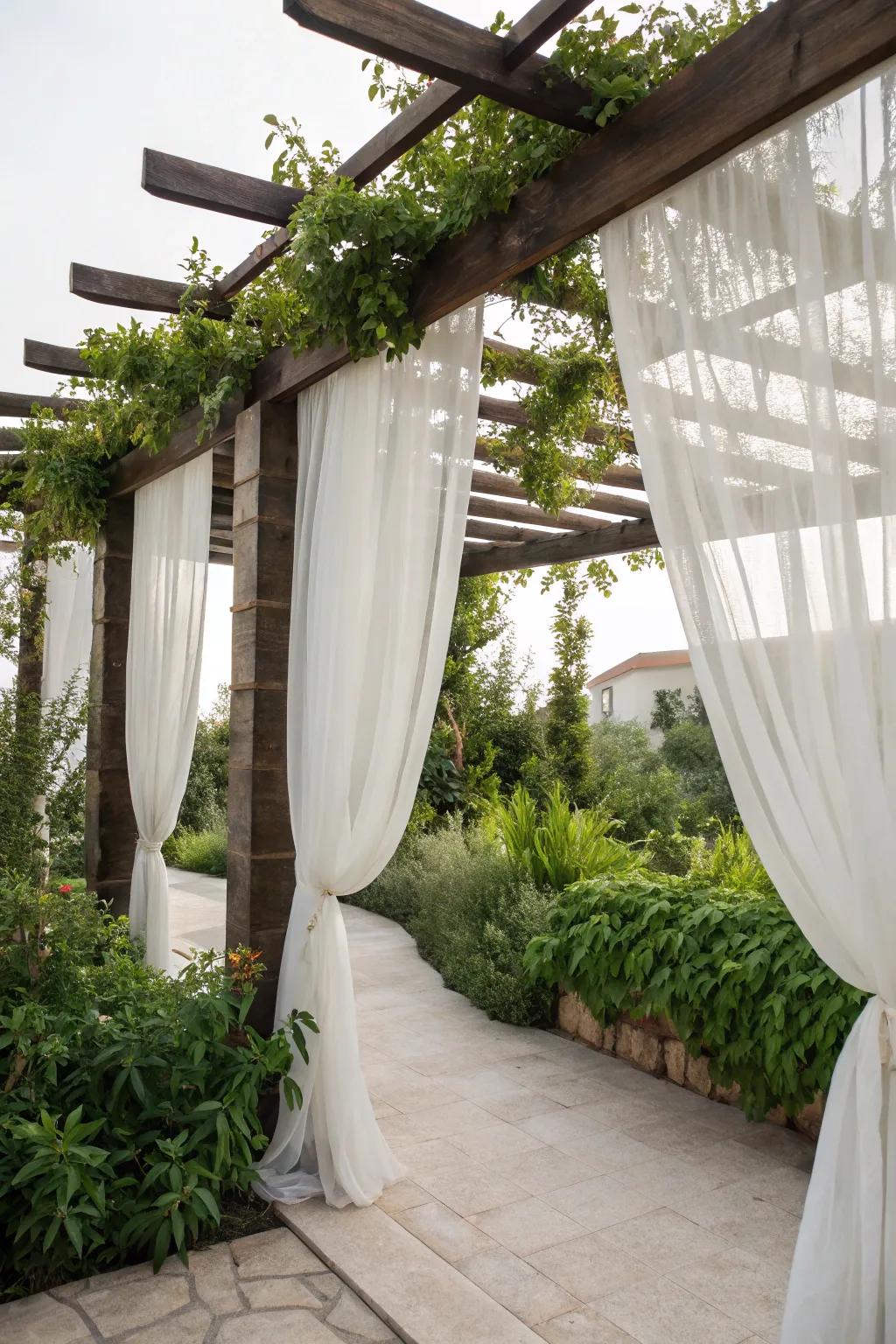 Create an intimate and elegant outdoor space with pergola curtains.