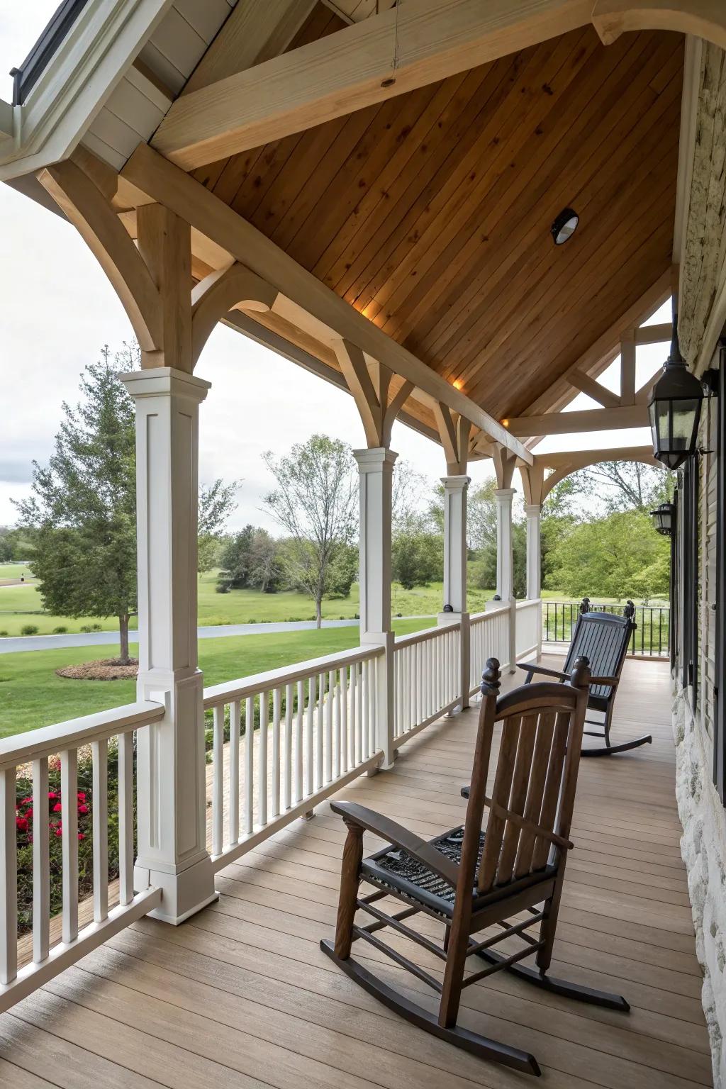 A gabled roof for a classic porch look.