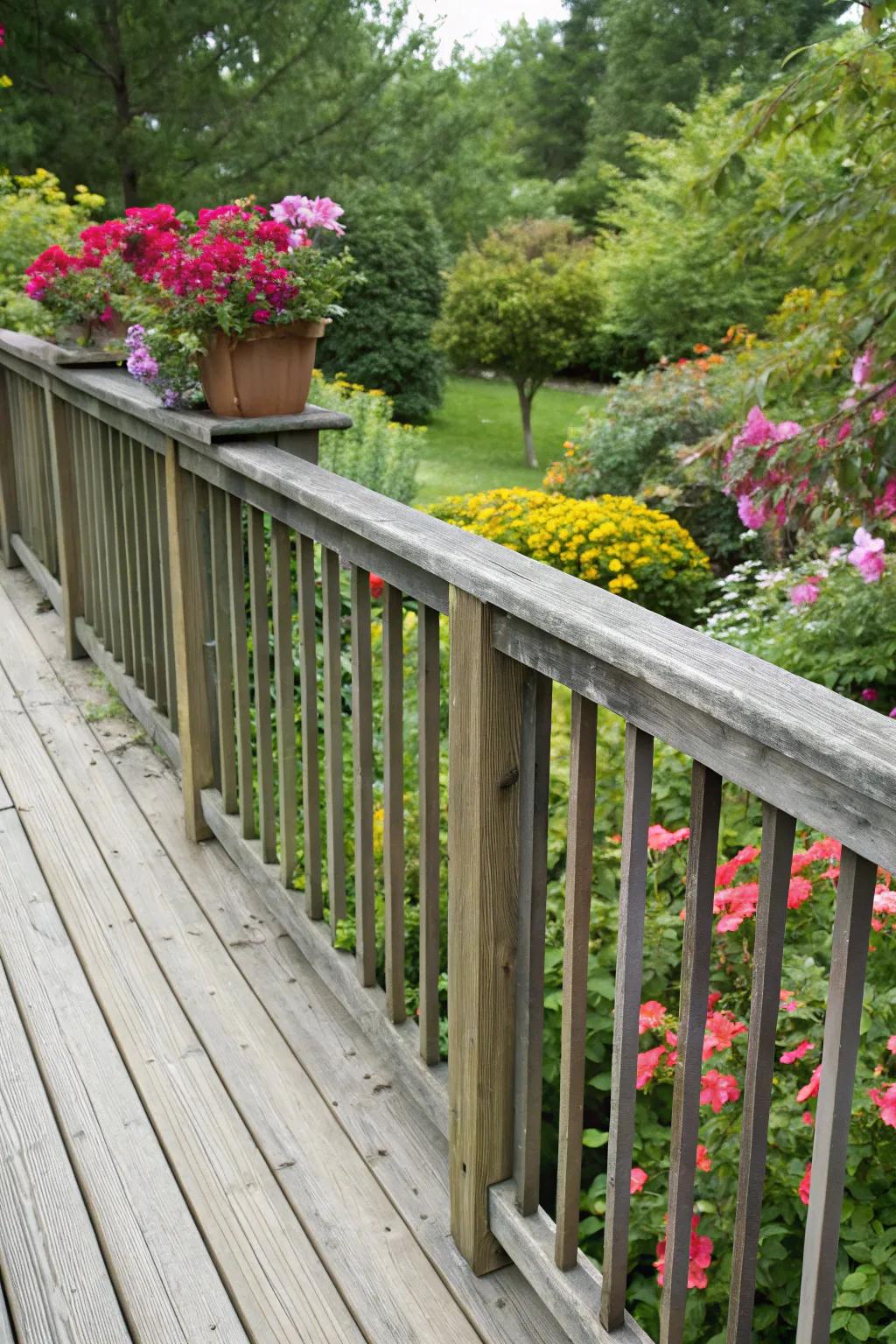 Staggered slats create a playful and private deck space.