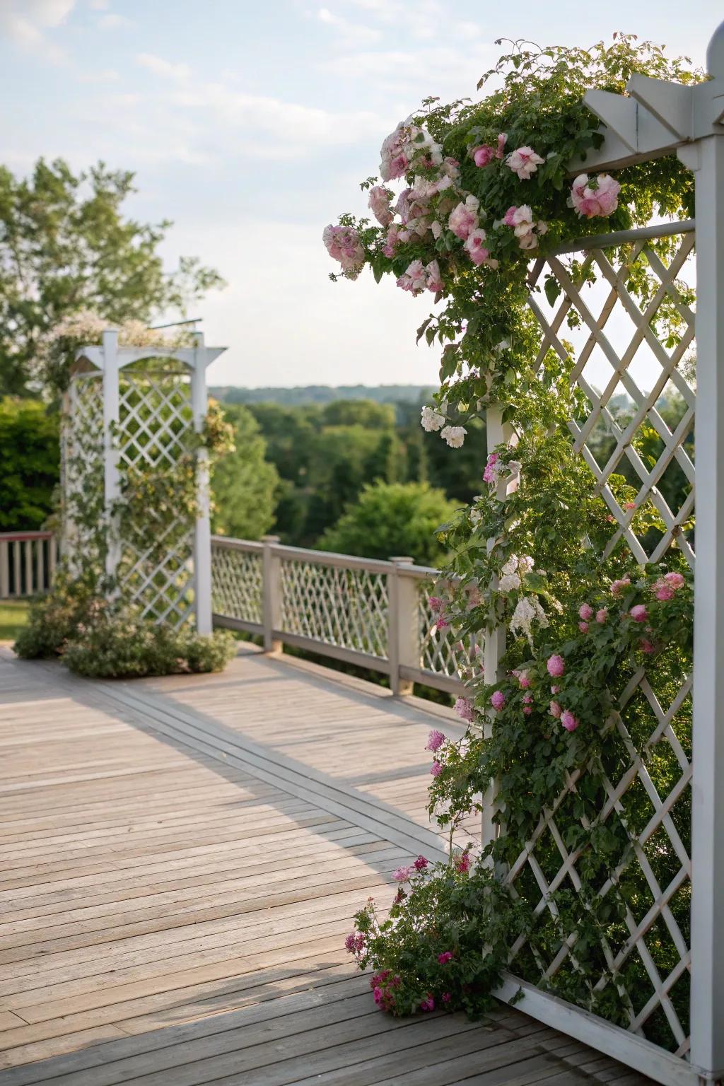 Lattice panels offer a charming and airy privacy solution.