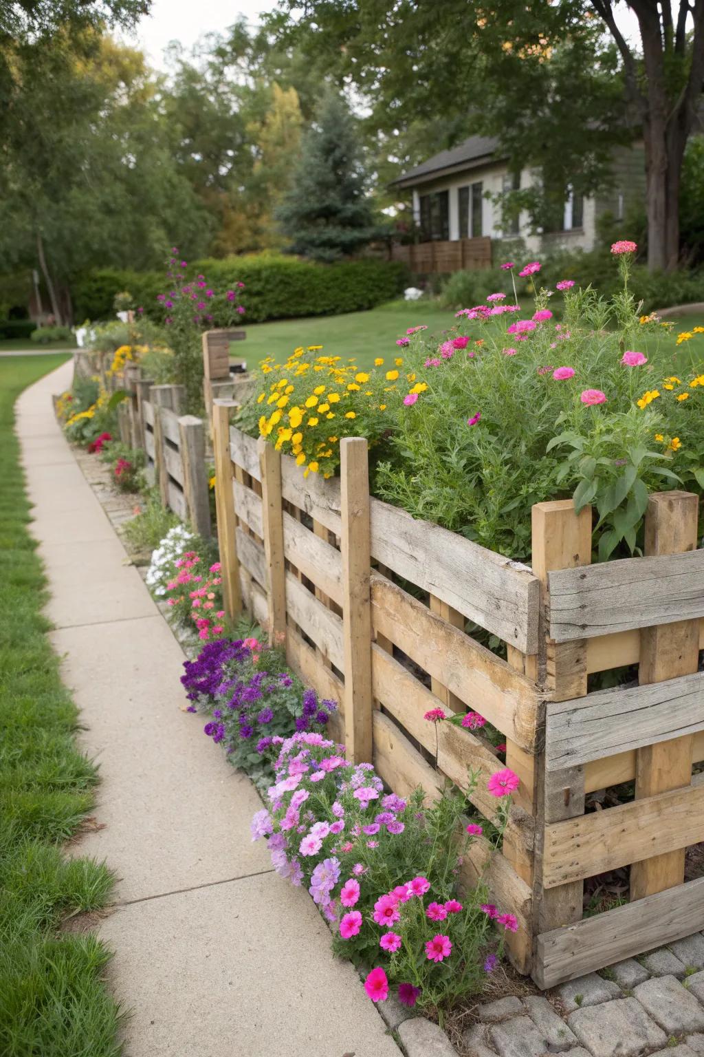 Creative use of pallets for a rustic and eco-friendly fence.