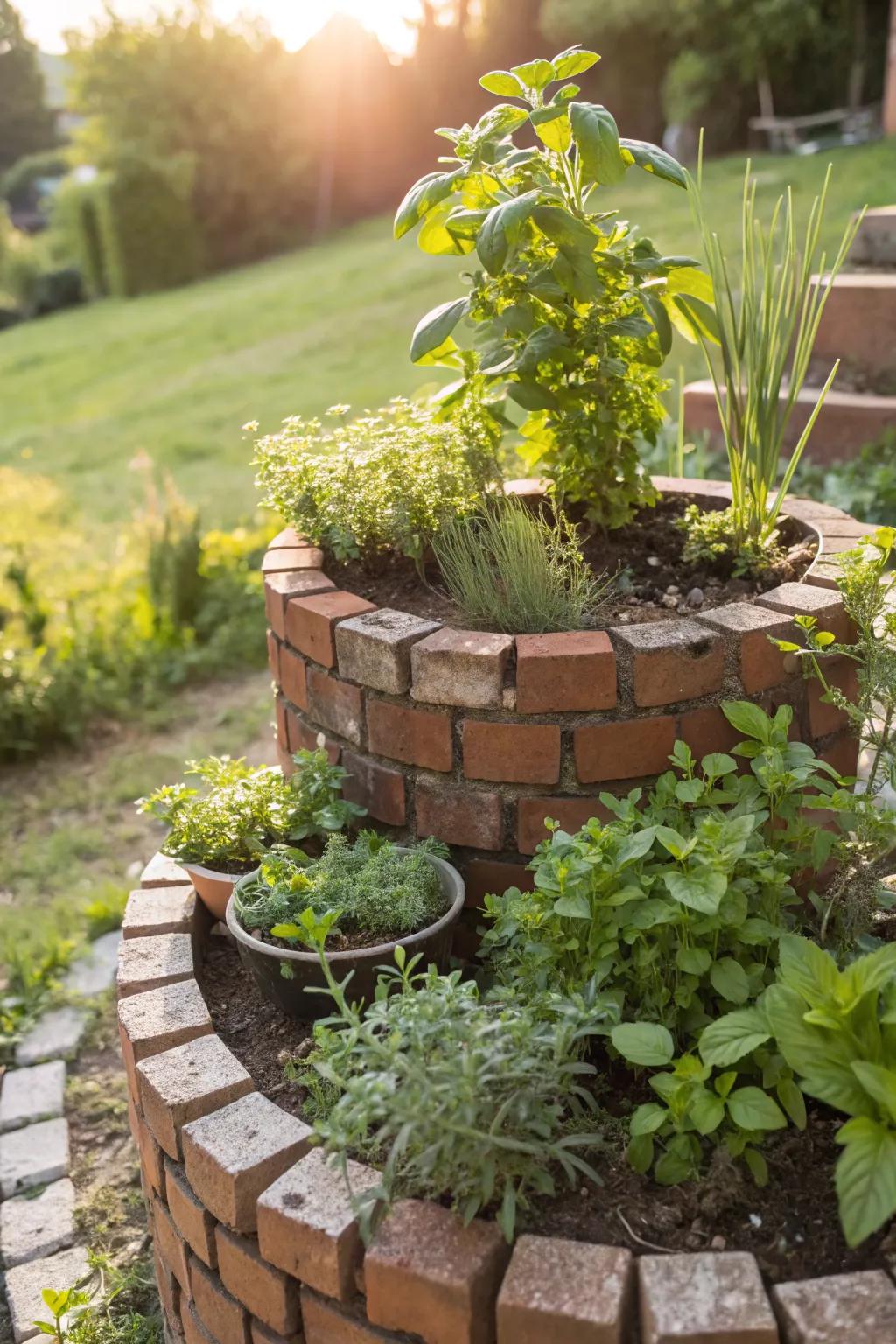 An herb spiral that combines practicality with artistry.
