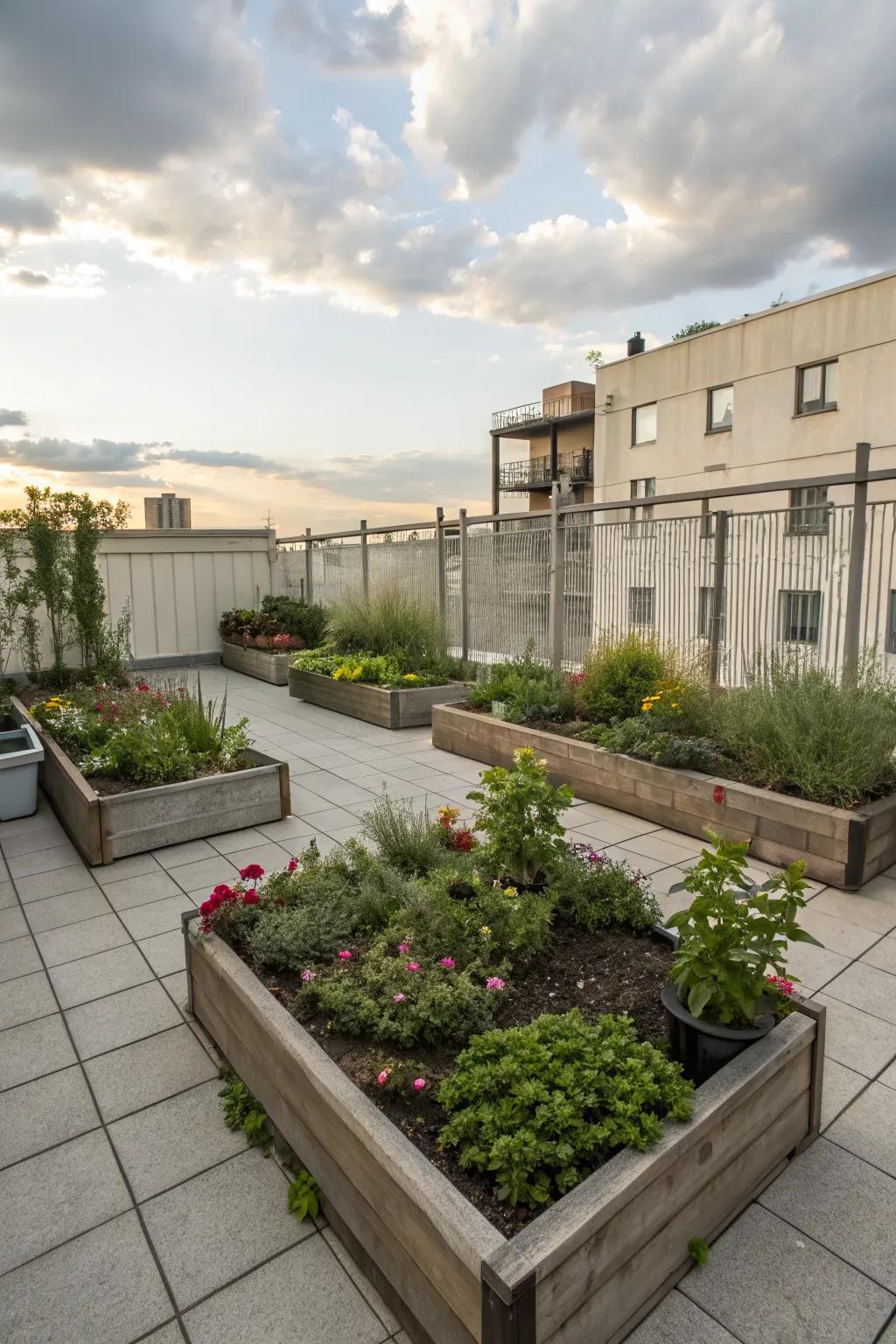 Compact raised beds make urban gardening a delightful reality.