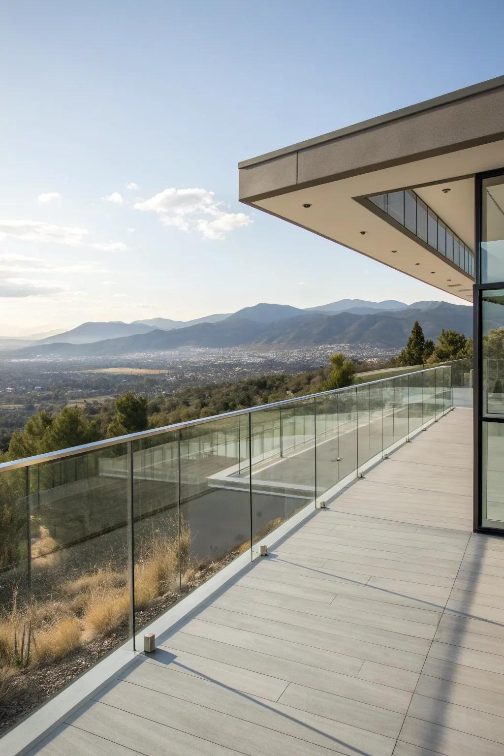 Enjoy seamless views with sleek glass railings.