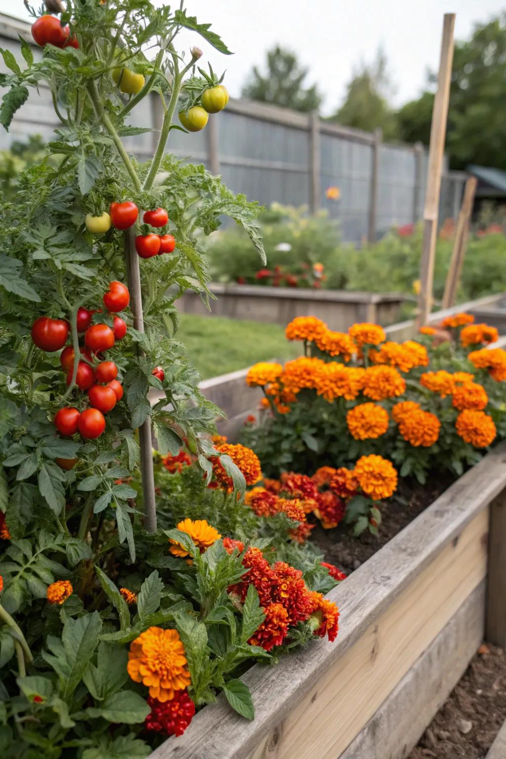 Companion planting enhances both beauty and plant health.
