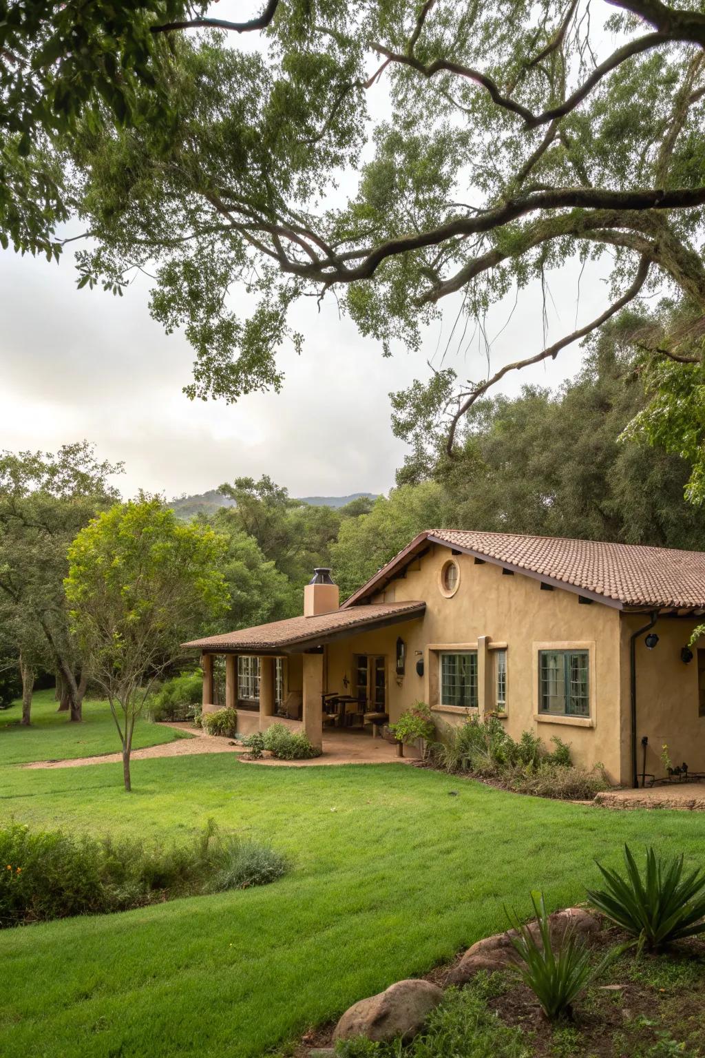 Earth-toned exterior walls create a calming and natural look.