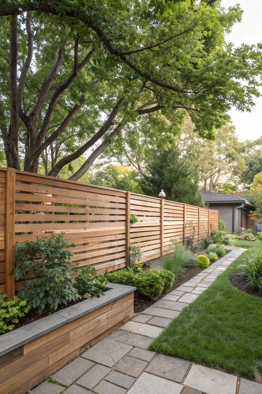 Horizontal planks add a modern touch to a classic design.