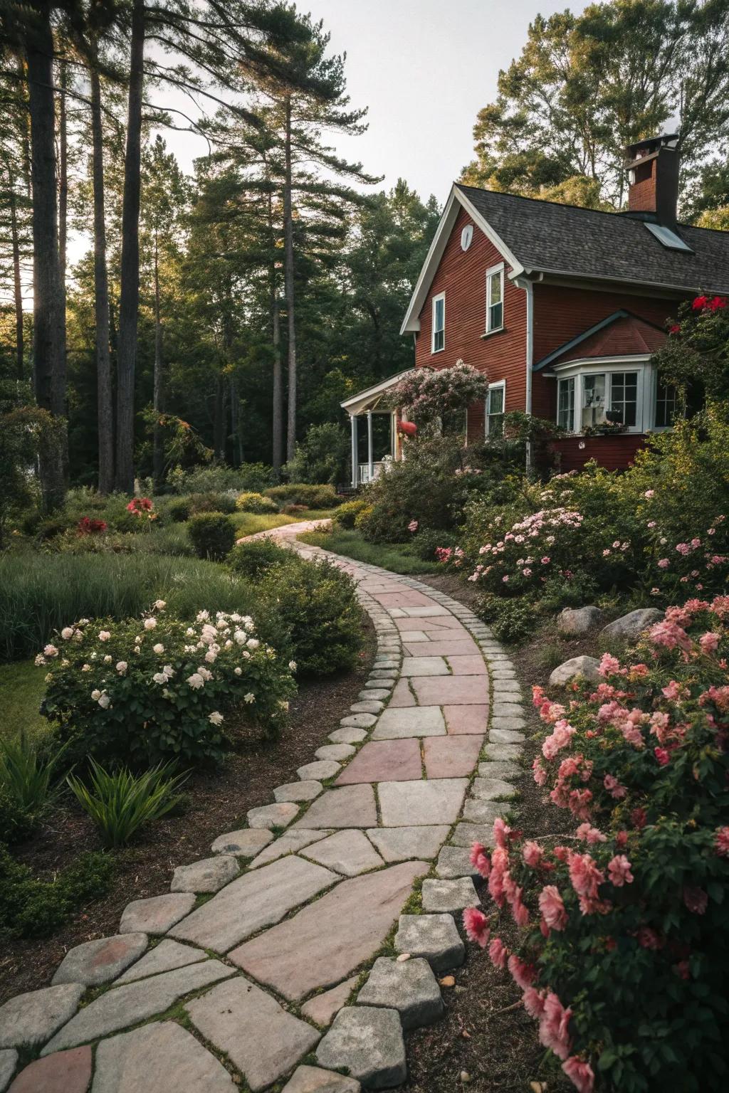 Charming pathways invite guests with elegance and style.